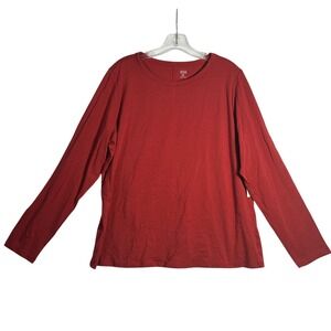 ana a new approach Womens‎ Red Long Sleeve Crew Neck T Shirt Top Plus Size XXL